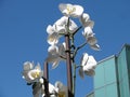 PORTLAND, OR - JULY 28, 2017 - Monumental Isa Genzken white orchids sculpture commands attention outside Portland Art Museum.